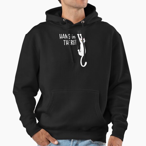 White Cat Holding on with Claws - Hang in There! Hoodie