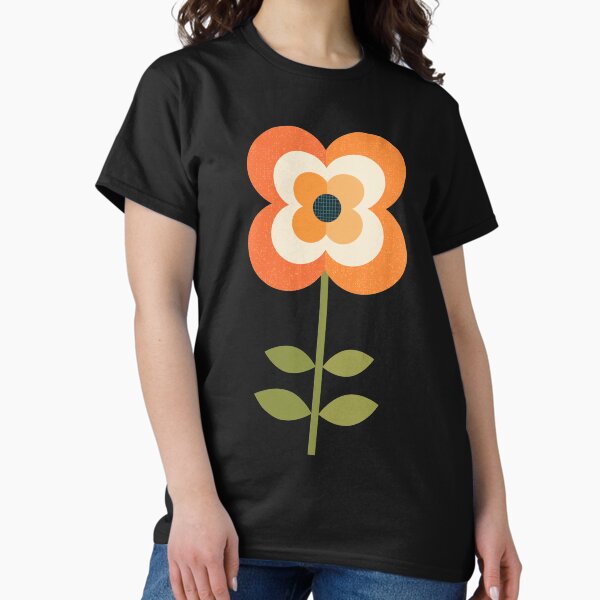 Retro Flower - Orange and Charcoal T-Shirt