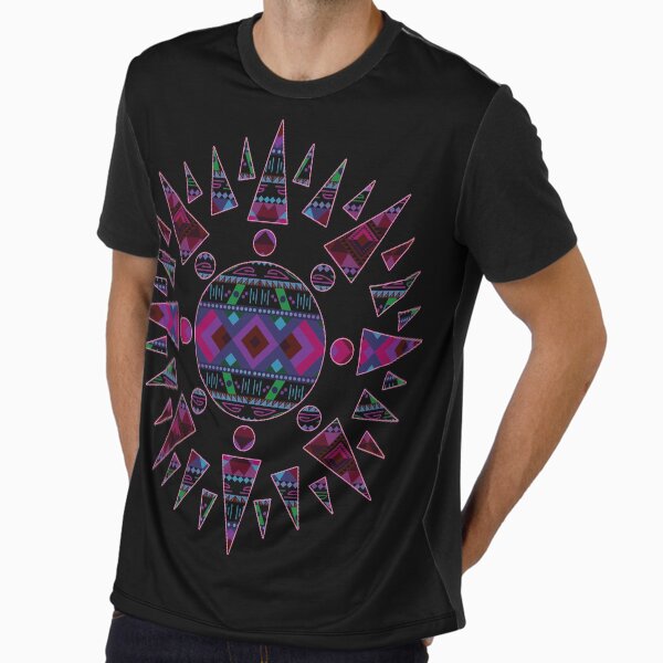 Native American Vintage Pattern Design inside a Sun Design Graphic T-Shirt