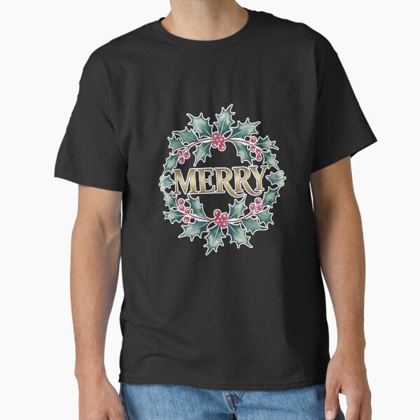 Merry Christmas Retro College – Holiday Lettering Graphic T-Shirt