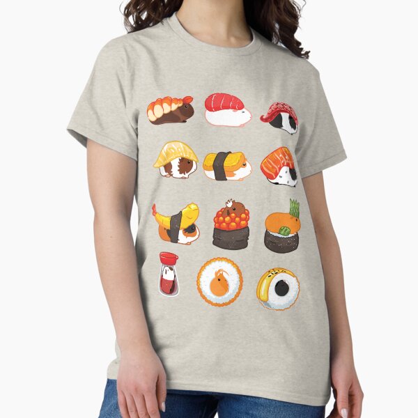 Love Guinea Pig Sushi - Pink Background T-Shirt