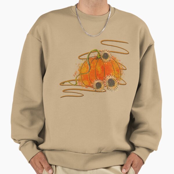 Watercolor Pumpkin with Sunflowers - Autumn Harvest Illustration Sweatshirt