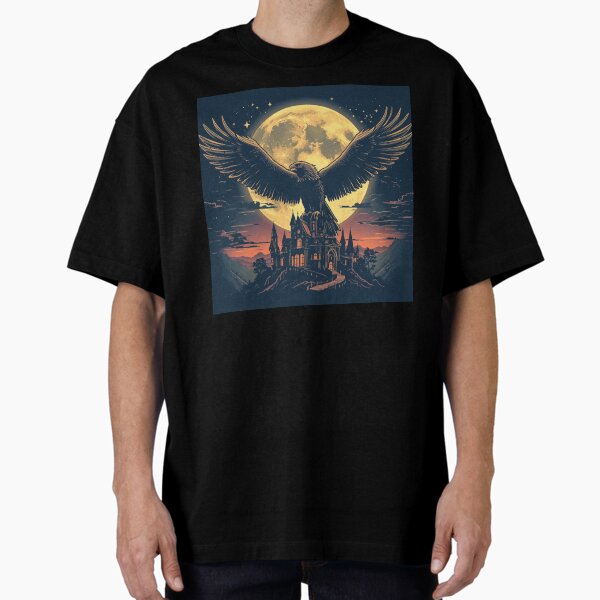 Majestic Griffin Flying Over Magical City T-Shirt