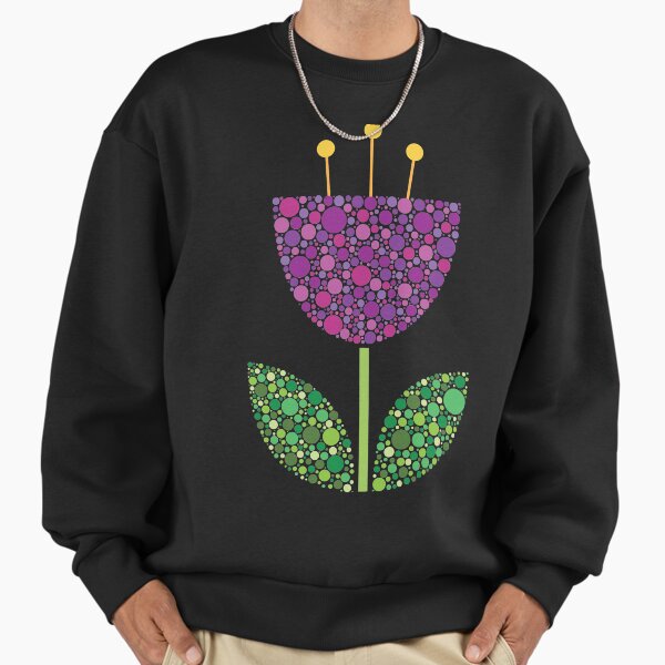 Purple Retro Dot Flower Sweatshirt