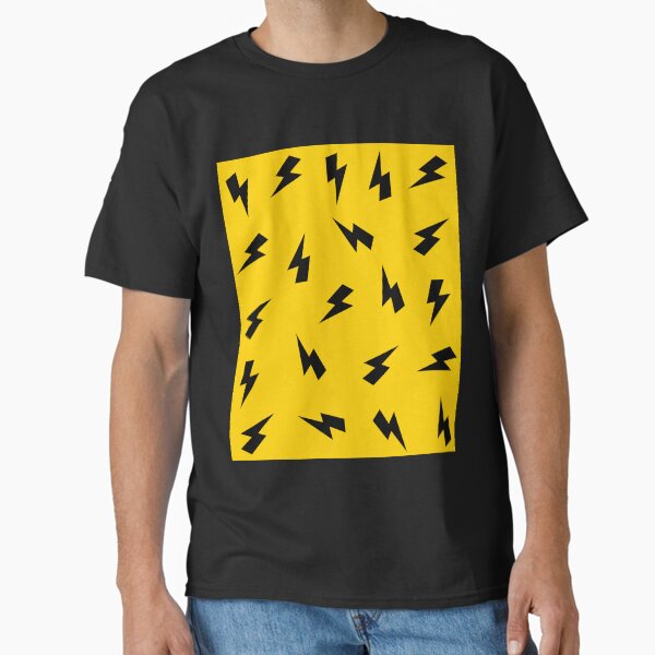 Black Lightning Bolts Pattern on Yellow T-Shirt