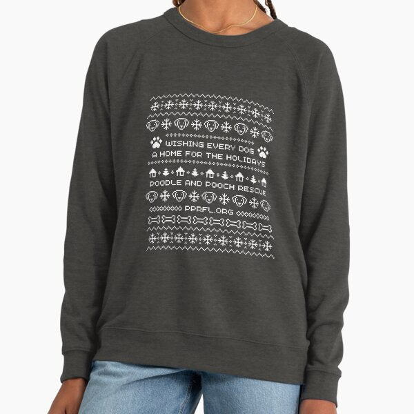 Poodle and Pooch Rescue of Florida - Holiday Sweater (white) Lightweight Sweatshirt