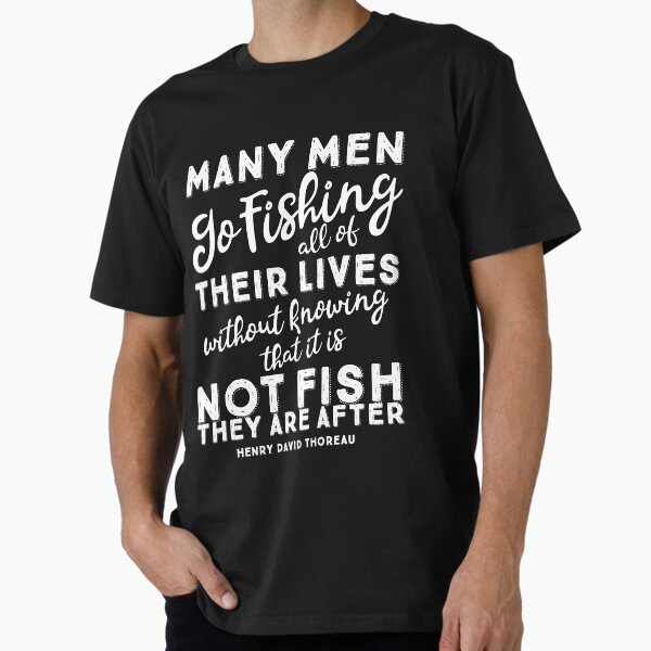 Fishing Quote by Henry David Thoreau - white text Premium T-Shirt