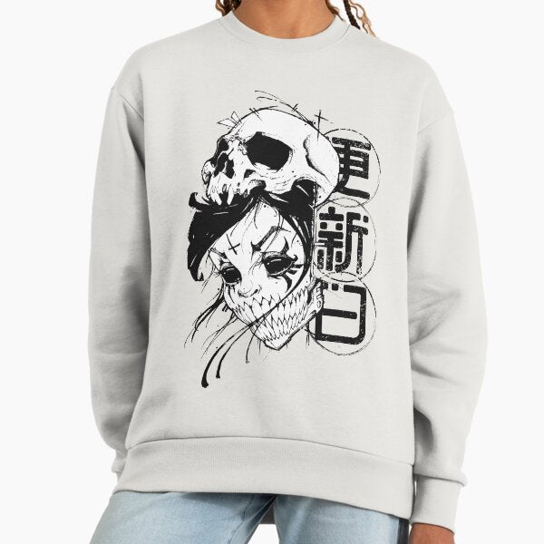 Japanese Samurai Skull Girl Kanji Ornament Sweatshirt