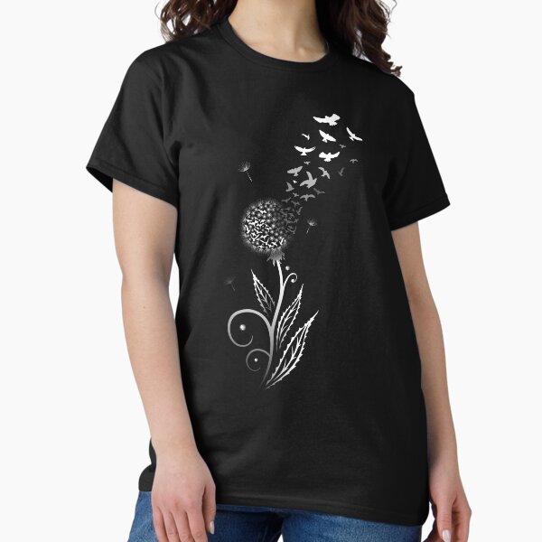 Dandelion Birds Tattoo Swarm of Birds Spring T-Shirt