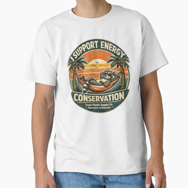 Energy Conservation Funny Raccoon Vintage Relaxation T-Shirt