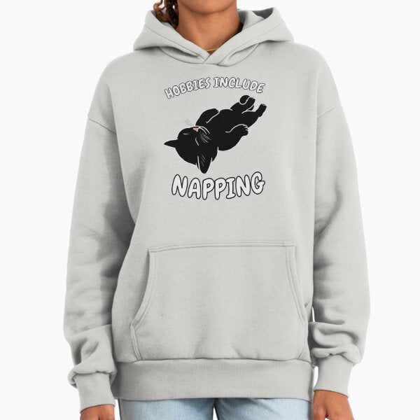Hobbies Include Napping | Sleeping Black Cat Hoodie