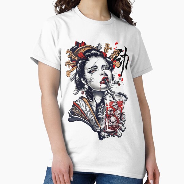 Japanese Geisha Girl Vaporwave Cyberpunk Popart Urban Style T-Shirt