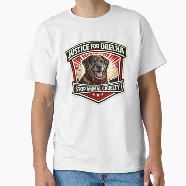 Justice for Orelha Stop Animal Cruelty Dog Badge T-Shirt
