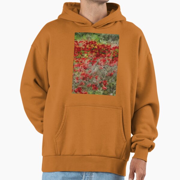 Beautiful Red Wildflower Anemones Abstract Art Hoodie