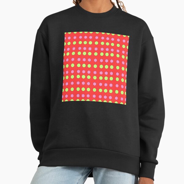 Lime Octagons and Magenta Stars on Red background pattern Sweatshirt