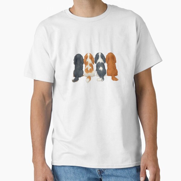 Cavalier King Charles Spaniel 4-Color Backs | Cute Breed Lineup T-Shirt