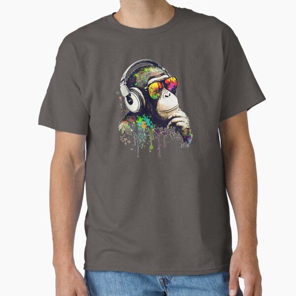Pondering Dj Chimp color splash monkey T-Shirt