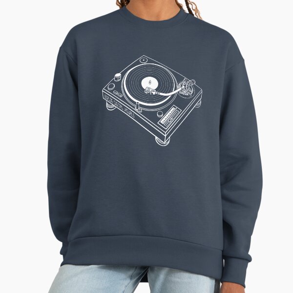DJ Turntable Retro Graphic Tee (White Lines) Note: You may need to select a darker product color/ Analog / Music Sweatshirt