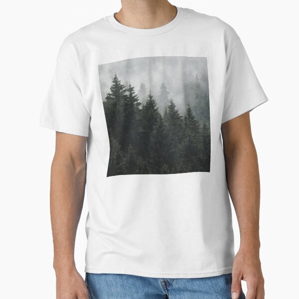 Waiting For // Misty Foggy Fairytale Forest With Cascadia Trees Covered In Magic Fog T-Shirt