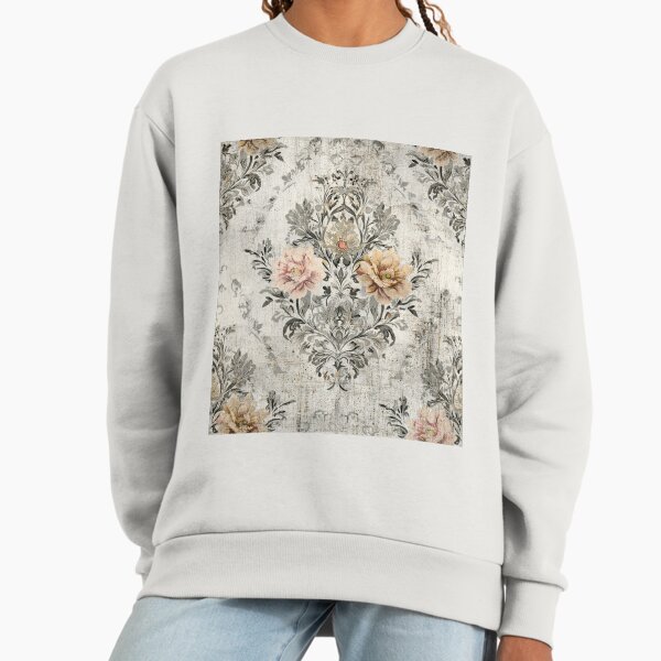 Decoupage Vintage Subtle Drawn Flowers Damask 1900 Victorian Sweatshirt