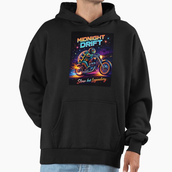 Midnight Drift – Slow but Legendary Turtle Rider Hoodie