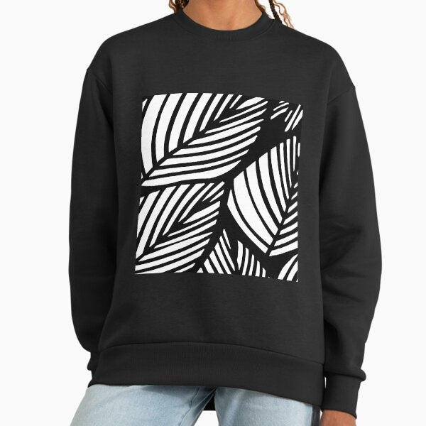 Artistic Black And White Leaf Vein Abstract Sweatshirt