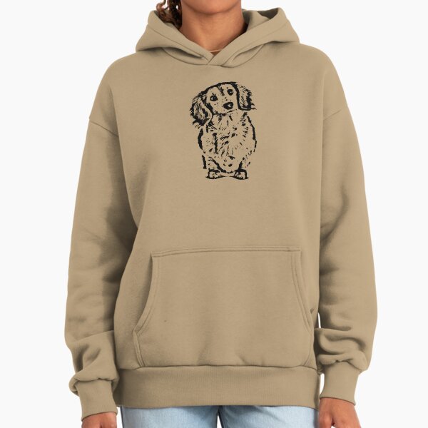 Long Haired Dachshund Head Tilt Hoodie