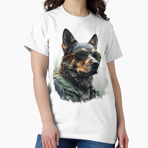 German shepherd military Dog in Glasses T-Shirt