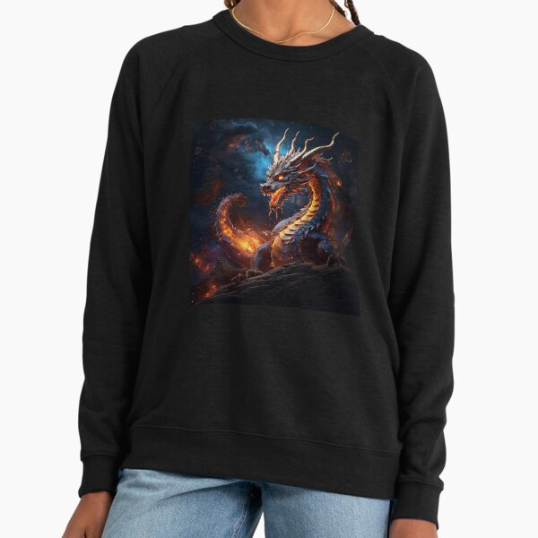 Fire-breathing night dragon ,Legendary Animals,dragon art,Legendary dragon Lightweight Sweatshirt