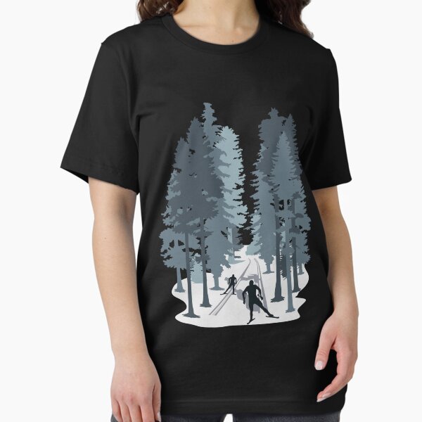 Cross-country skiing, cross country skier and winter forest landscape T-Shirt