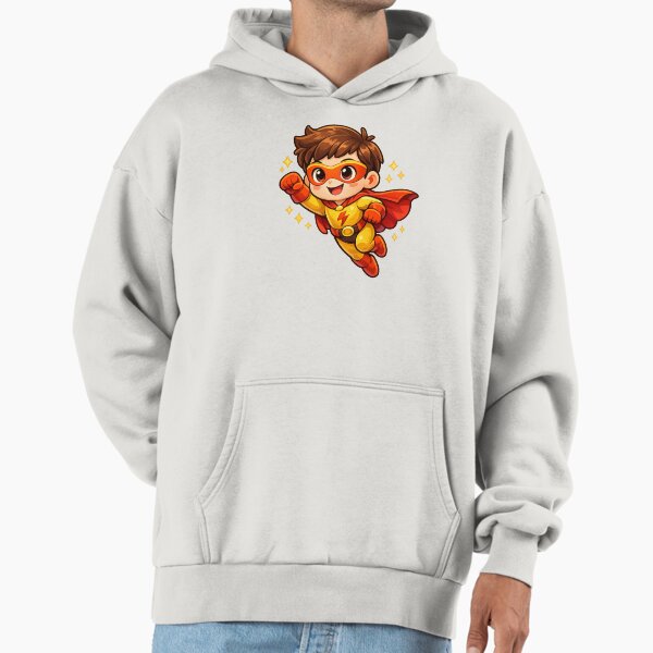 Cute Flying Superhero Kid Sticker - Cartoon Style with Cape & Stars Hoodie