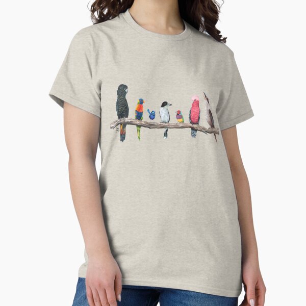 Australian Birds Antique Green Background T-Shirt