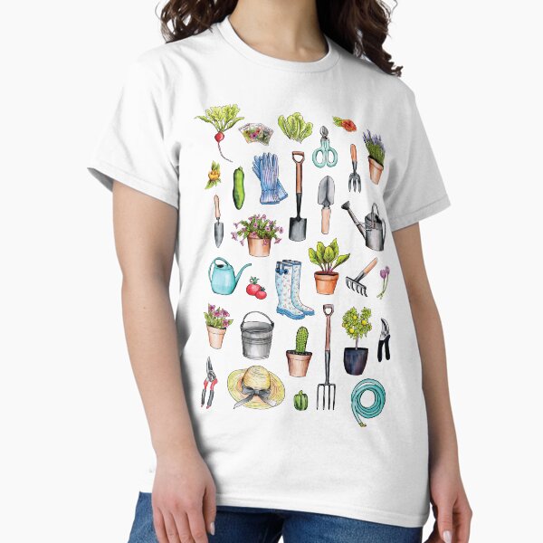 Garden Gear - Spring Gardening Pattern w/ Garden Tools & Supplies T-Shirt