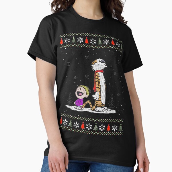 Festive Calvin & Hobbes Ugly Sweater Design | Limited Edition T-Shirt