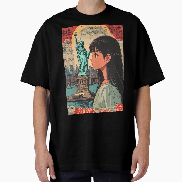 New York Dream Journey – Japanese Retro Poster with Anime Girl T-Shirt