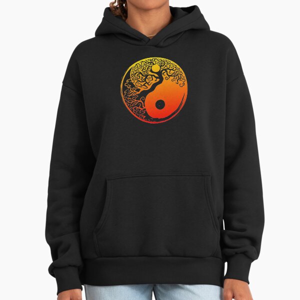Yin Yang Symbol Spiritual Tree Day and Night Circle Hoodie