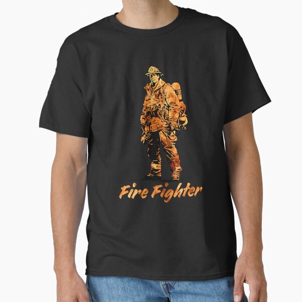 Fire Fighter Real Stencil Occupation T-Shirt