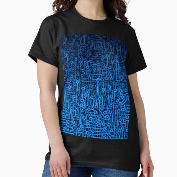Reboot III BLUE Computer Circuit Board Pattern T-Shirt