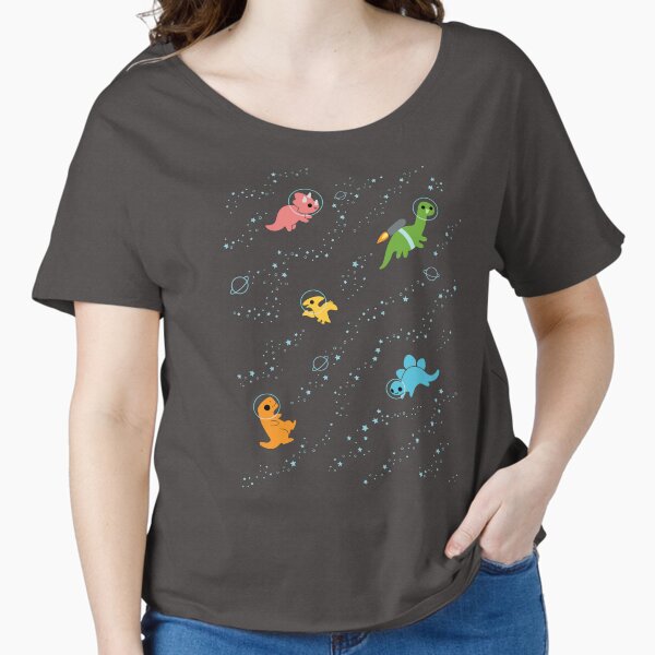 Dinosaurs In Space Pattern Relaxed Fit T-Shirt