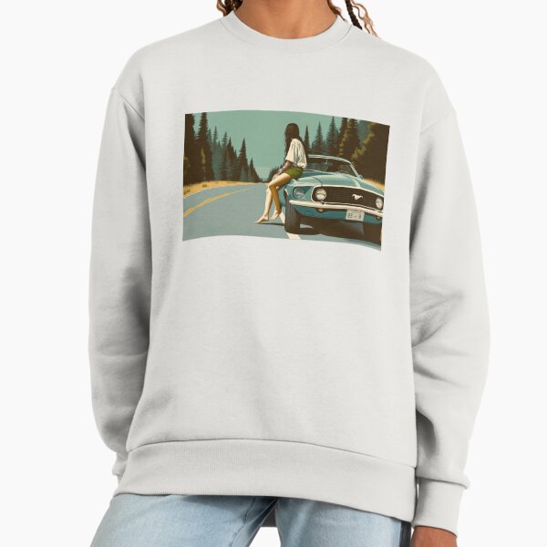 Tattooed girl with bare feet on 1969 Mustang Sweatshirt