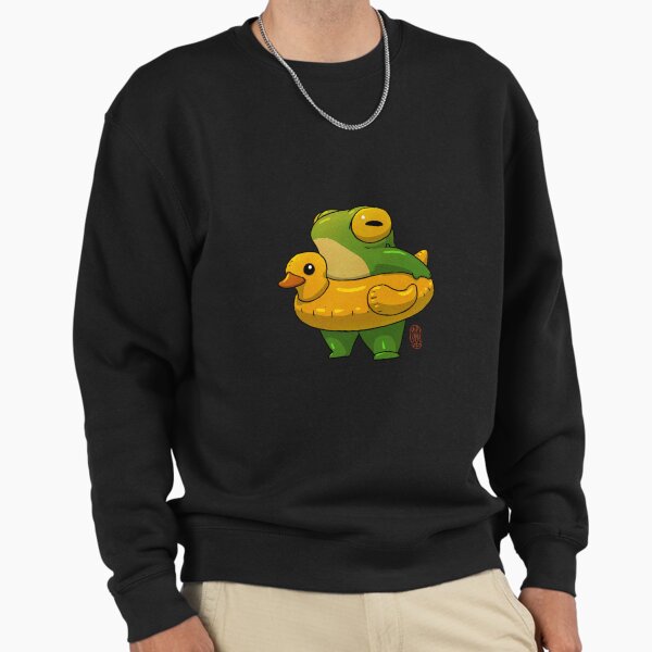 Cute summer time ducky frog swimming pool floatie artwork asian style Sweatshirt