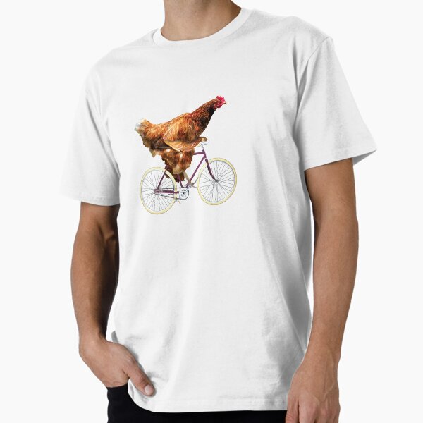 Quirky Chicken Riding Bicycle Premium T-Shirt