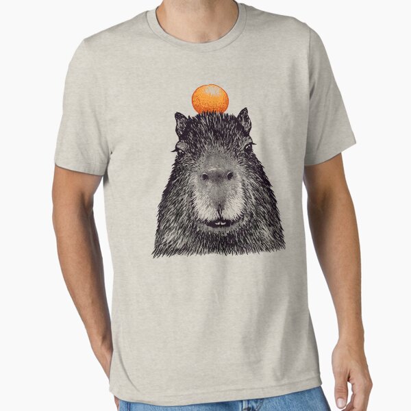 Capybara Orange | Capy Yuzu | Capybara with Orange on Head | His Name - Gort | Portrait T-Shirt