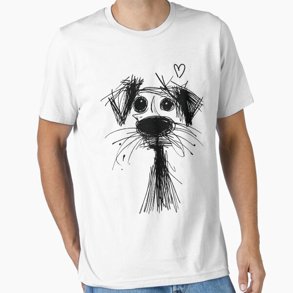 Cute Scribble Dog Minimal Sketch Cartoon T-Shirt