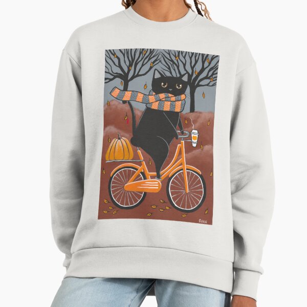 Black Cat Autumn Bicycle Ride Sweatshirt
