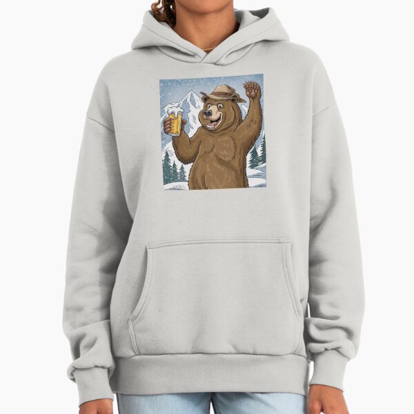Party Bear In The Snow With a Beer In His Paw Hoodie