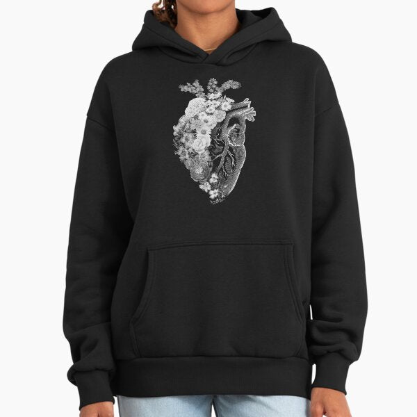 Flower Heart Spring Black and White by Tobe Fonseca Hoodie