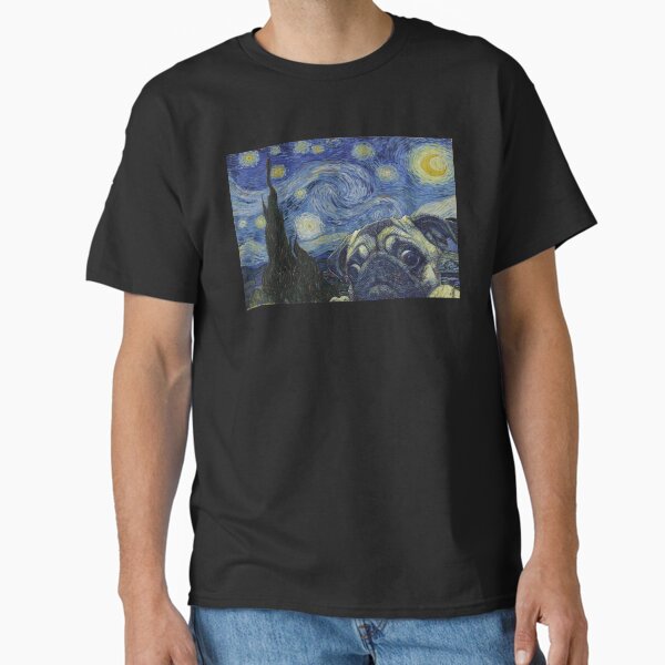 Pug Dog Starry Night Van Gogh - Pug Dog lovers - Graphics Pug Dog Poster Gift T-Shirt