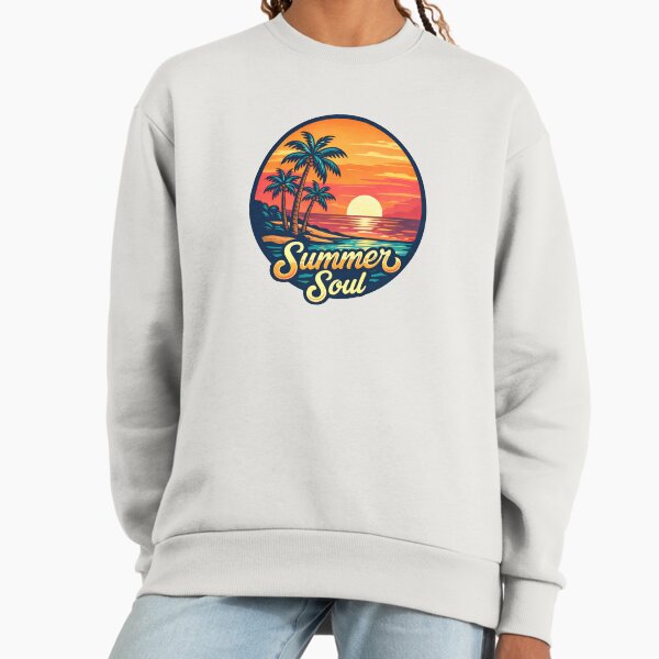 Summer Soul Retro Sunset Beach Design Sweatshirt
