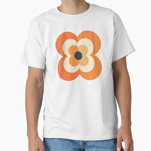 Retro Flowers - Orange and Charcoal T-Shirt